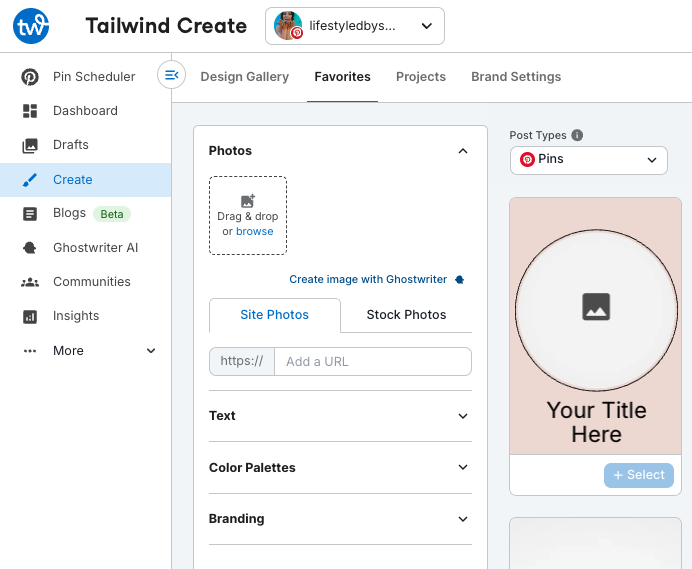 Tailwind for Pinterest Scheduling Dashboard Example
